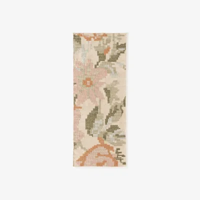 Westwing Wool Runner Rosha with Stitched Flower Pattern