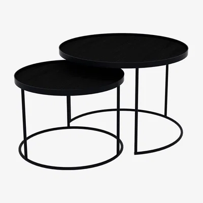 Amara Ethnicraft - Round Nesting Tray Table Set