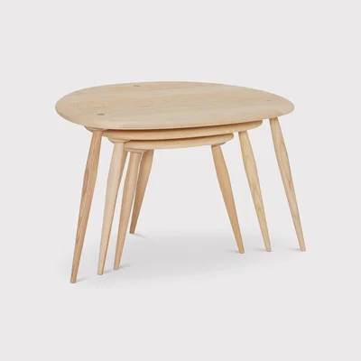 Barker and Stonehouse Ercol Pebbles Nest Of Tables, Round, Neutral | Barker & Stonehouse