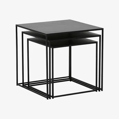 Barker and Stonehouse Kline Black Metal Nest of 3 Tables