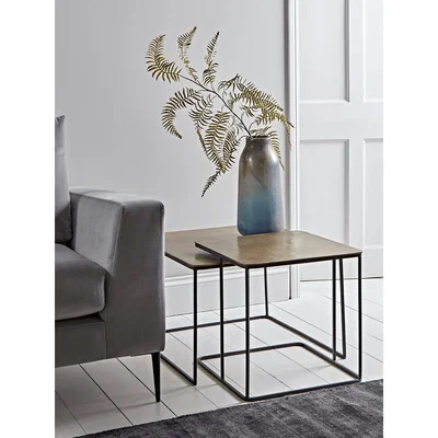 Cox and Cox Two Nesting Brass Topped Tables