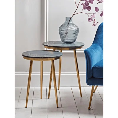Cox and Cox Two Marble Topped Nesting Tables