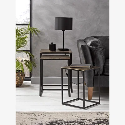 Cox and Cox Three Gold Textured Nesting Tables - Square