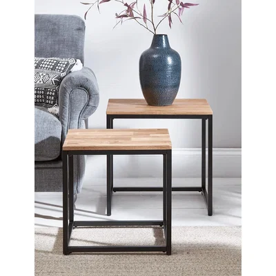 Cox and Cox Oak Topped Nested Tables