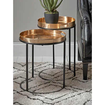 Cox and Cox Two Brass Topped Nesting Tables