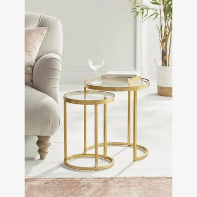 Cox and Cox Two Glass Topped Nesting Tables