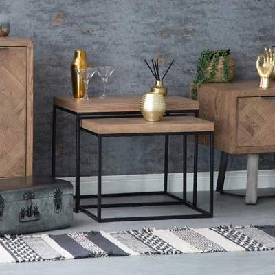 Chiltern Oak Furniture Industrial Oak Nest of Tables