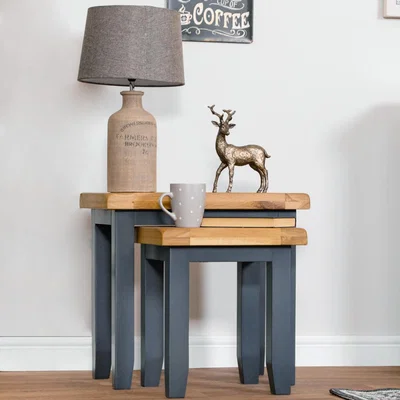 Chiltern Oak Furniture Hampshire Blue Painted Oak Nest of 2 Tables