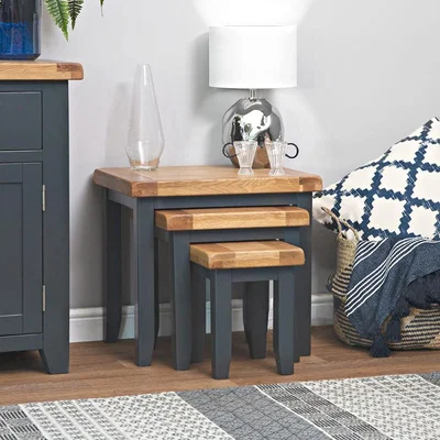 Chiltern Oak Furniture Hampshire Blue Painted Oak Nest of 3 Tables