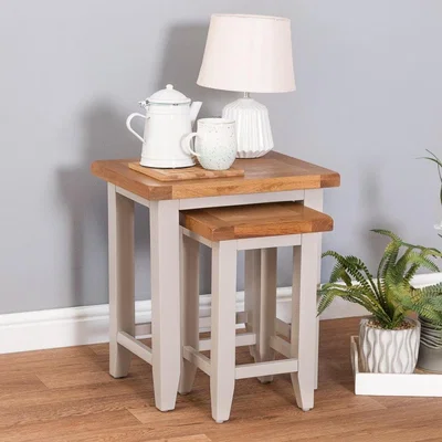 Chiltern Oak Furniture Chester Stone Painted Oak Nest of 2 Tables