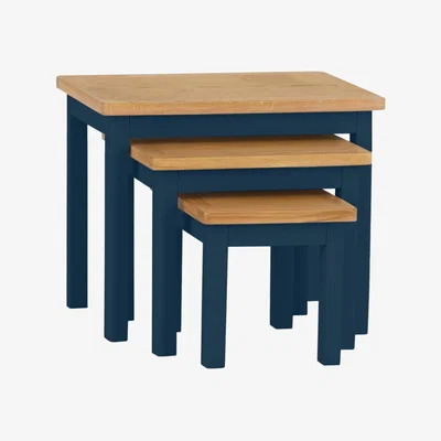 Chiltern Oak Furniture Rutland Blue Painted Oak Nest of 3 Tables