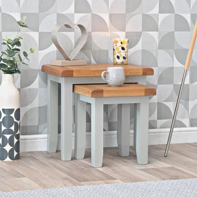 Chiltern Oak Furniture Hampshire Grey Painted Oak Nest of 2 Tables