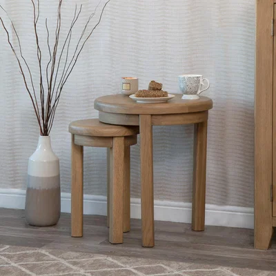 Chiltern Oak Furniture Wessex Smoked Oak Round Nest of Tables