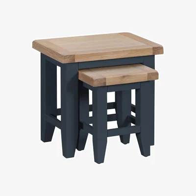 Chiltern Oak Furniture Suffolk Midnight Grey Painted Oak Nest Of 2 Tables