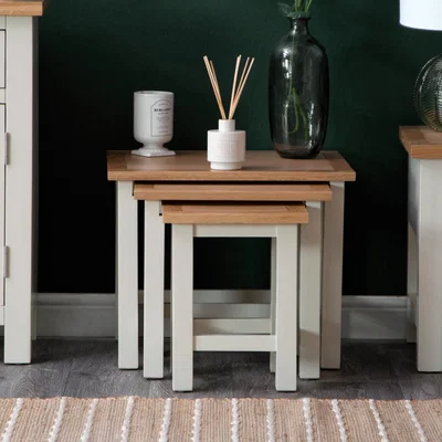 Chiltern Oak Furniture Salisbury Ivory Painted Oak Nest of 3 Tables