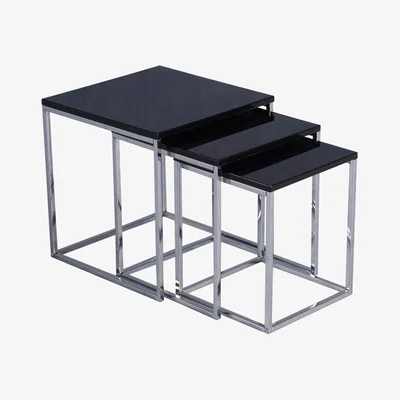 Dunelm Charisma Black High Gloss Nest of Tables Black