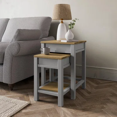 Dunelm Olney Nest of Tables with Storage Grey