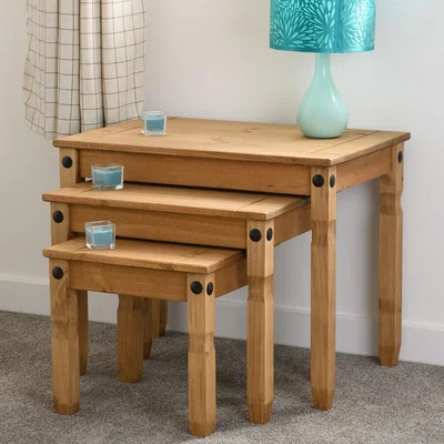Dunelm Corona Nest of Tables Weathered Pine (Brown)