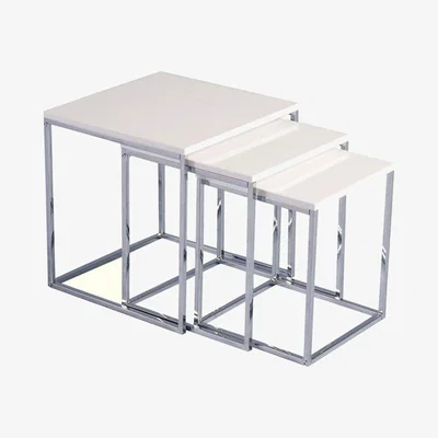 Dunelm Charisma White High Gloss Nest of Tables Black/White