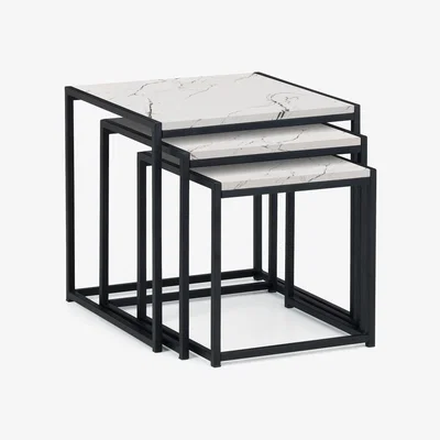 Dunelm Tribeca White Marble Nest of 3 Tables White