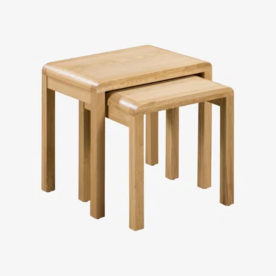 Dunelm Curve Oak Nest Of Tables Brown