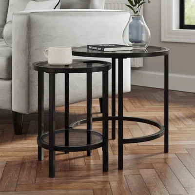 Dunelm Sofia Nest of Tables Black