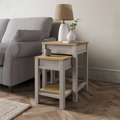 Dunelm Olney Nest of Tables with Storage Stone