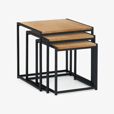 Dunelm Tribeca Oak Nest of 3 Tables Black