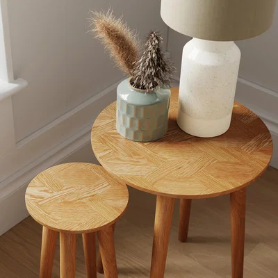 Dunelm Farris Nest of Tables Light Oak