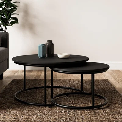 Dunelm Fulton Coffee Nest of Tables Black Black