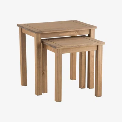 Dunelm Santiago Pine Nest of Tables Brown