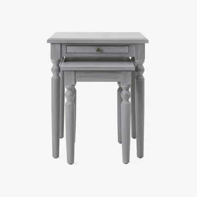 Dunelm Lucy Cane Grey Nest of Tables Grey