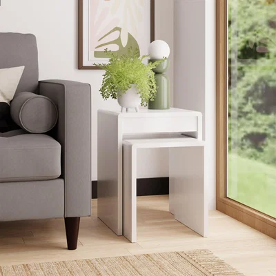 Dunelm Larson White Nest Of Tables White