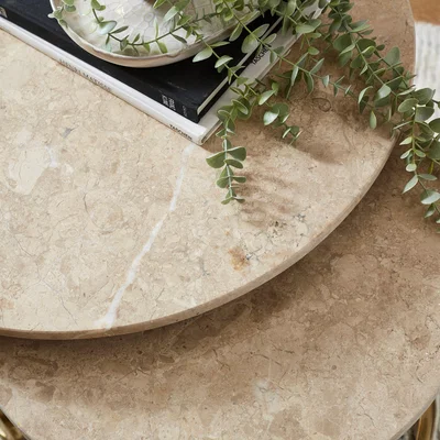 Dunelm Lia Nest of 2 Coffee Tables, Real Marble