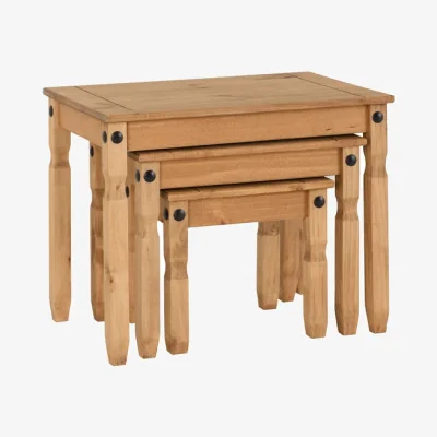 Dunelm Return - Corona Nest of Tables, Weathered Pine Brown