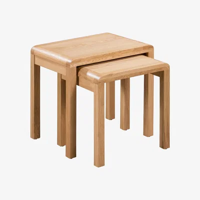 Furniture123 Julian Bowen Curve Oak Nest of 2 Tables