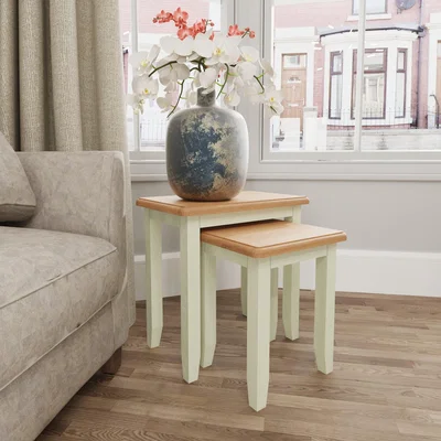 Furniture123 Bourton Nest of 2 Tables in Cream and Light Oak