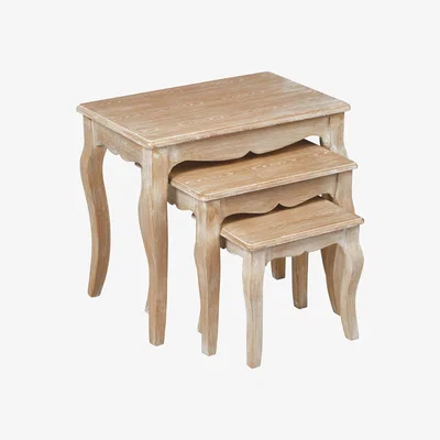 Furniture123 LPD Provence Nest of 3 Tables in Weathered Oak Finish