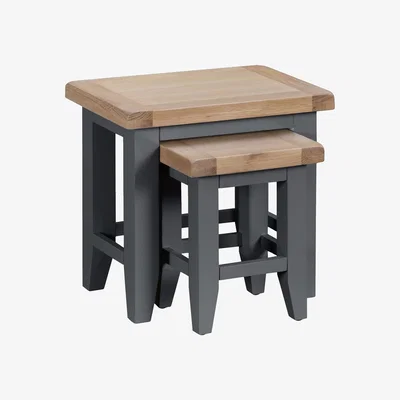 Furniture123 Dark Grey Nest of 2 Tables