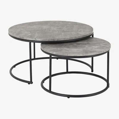 Furniture123 Athens Round Coffee Table Set - Concrete Effect