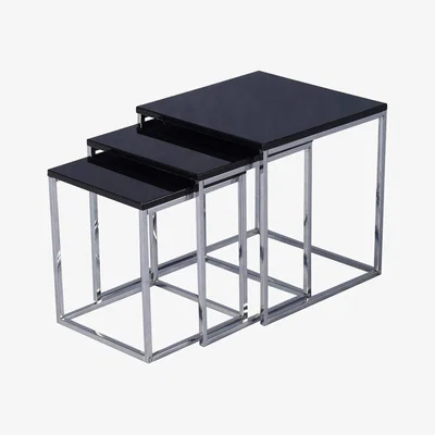 Furniture123 Seconique Charisma High Gloss Square Nest of Tables in Black