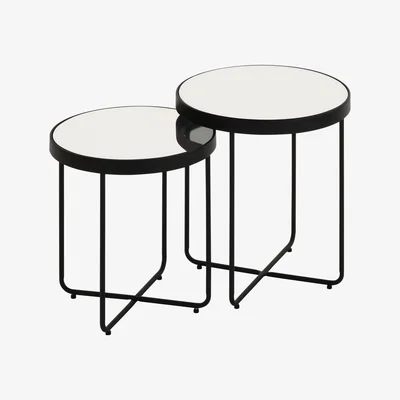 Furniture123 Set Of 2 Alessio End Tables Black Frame