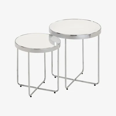Furniture123 Set Of 2 Alessio End Tables Silver Frame