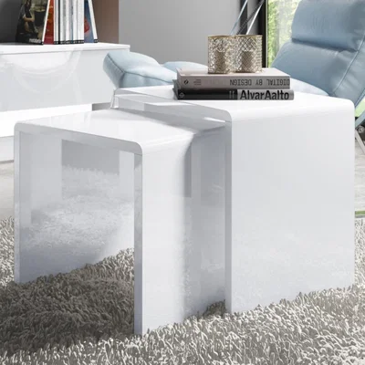 Furniture123 Set of 2 White Gloss Nesting Tables - Tiffany
