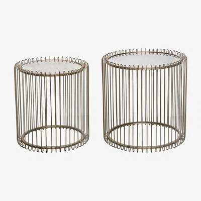 Furniture123 Aurora Boutique Nest of 2 Gold Metal Tables