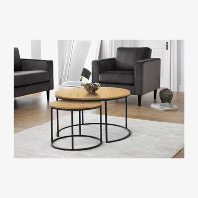Furniture123 Julian Bowen Bellini Round Nest of 2 Tables - Oak Effect