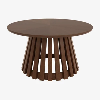 Furniture123 Round Walnut Pedestal Nest of 2 Tables - Owen