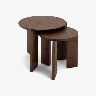 Habitat Habitat Xylo Solid Wood Nest of 2 Tables - Walnut