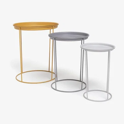 Habitat Habitat Finley Nest of 3 Tables - Grey & Yellow