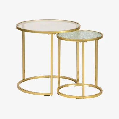 Homebase Ophelia Textured Glass Nest of Tables - Set of 2